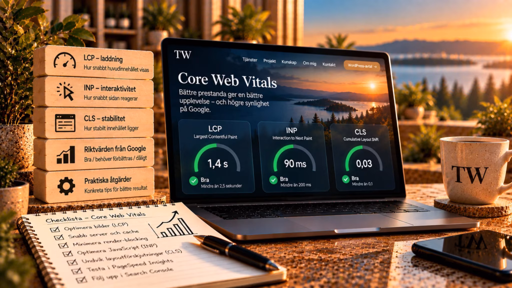 Illustration av Core Web Vitals och webbplatsens prestanda